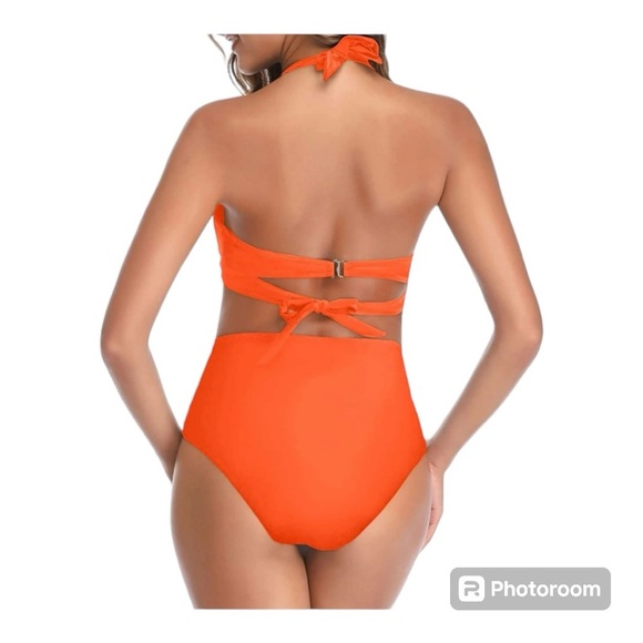 Tempt Me Women Two Piece Swimsuit Retro Halter Ruched High Waist Bikini - Picture 6 of 12